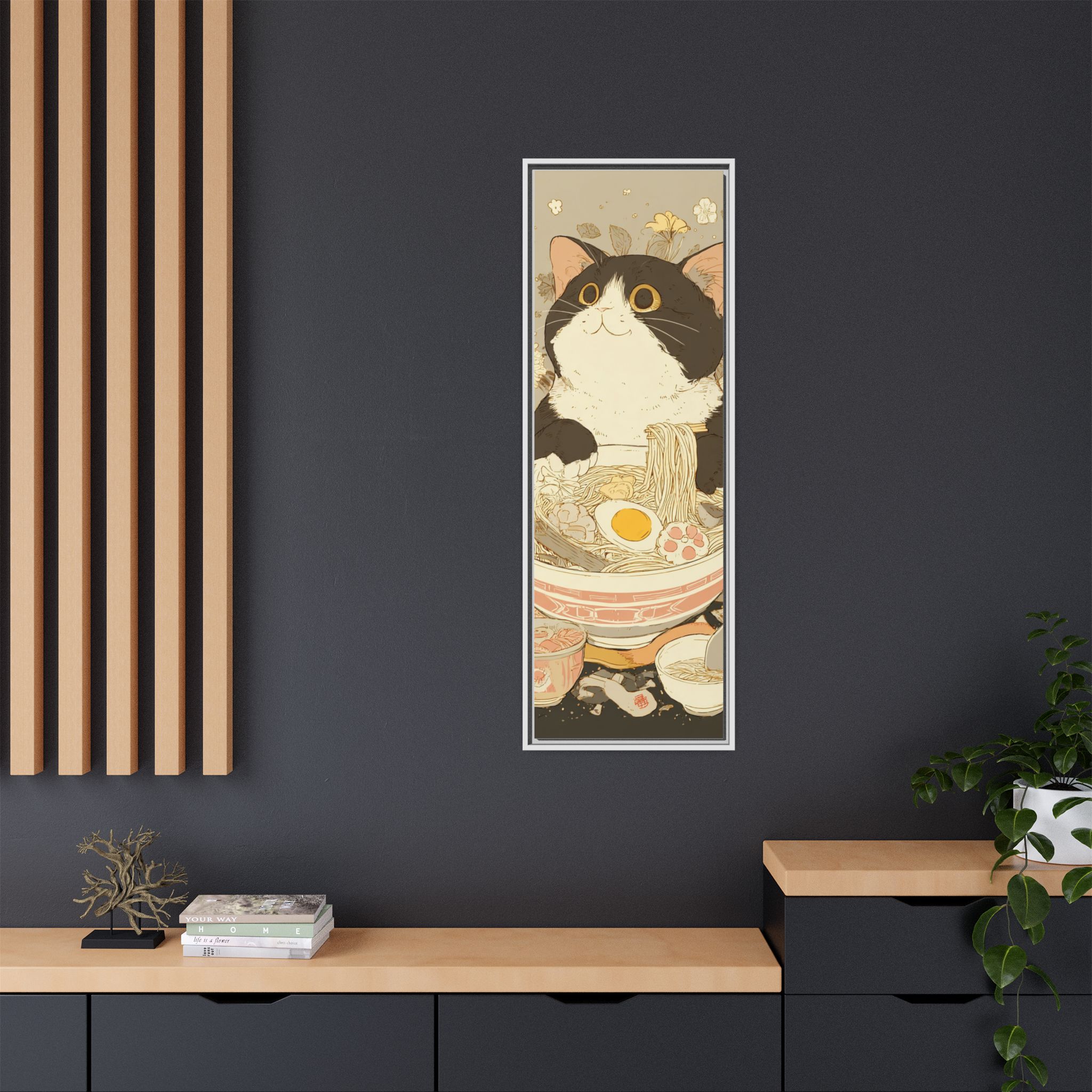 Kawaii Cat Ramen Print | Japanese Kitchen Wall Art | Framed Canvas Print - Image 20