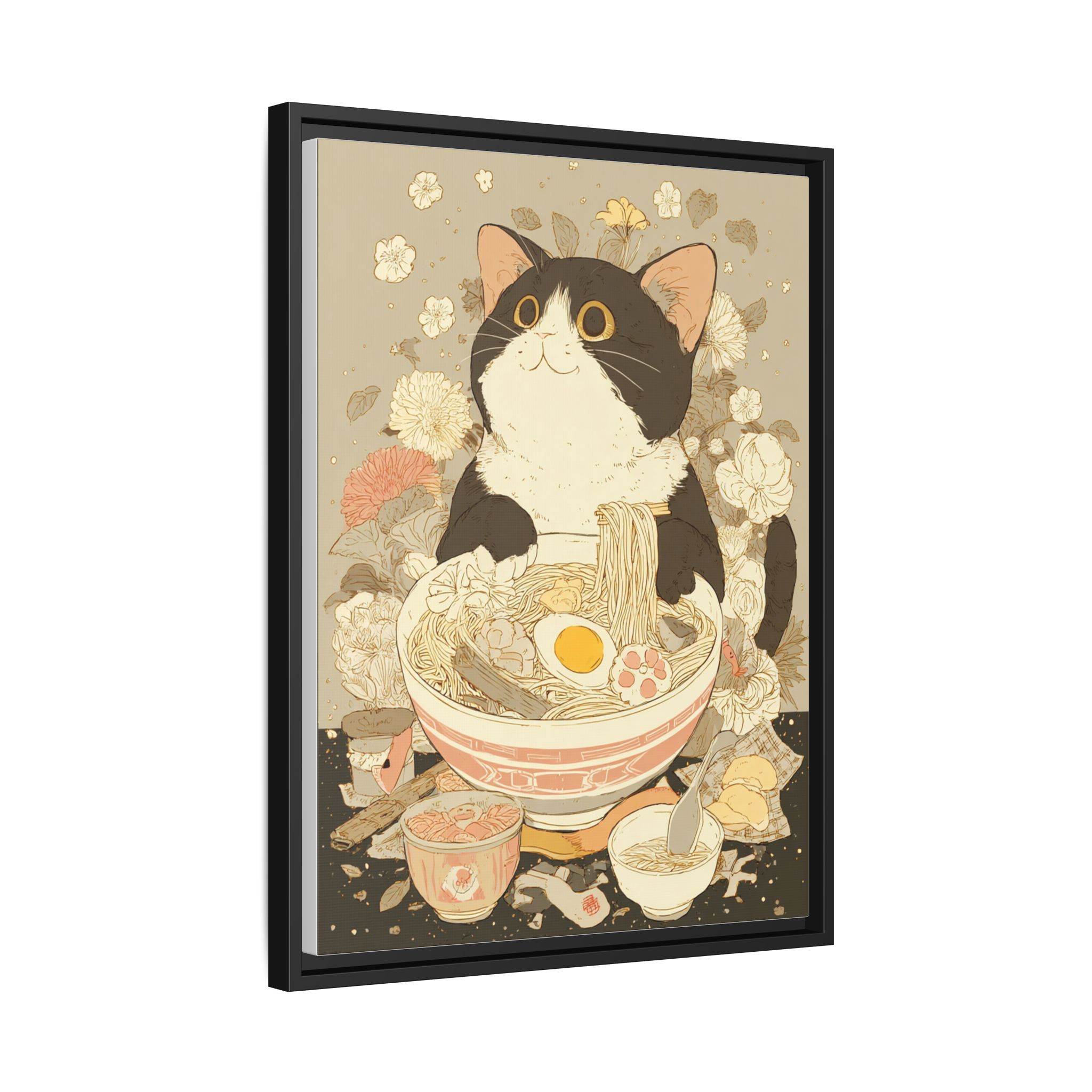 Kawaii Cat Ramen Print | Japanese Kitchen Wall Art | Framed Canvas Print - Image 42