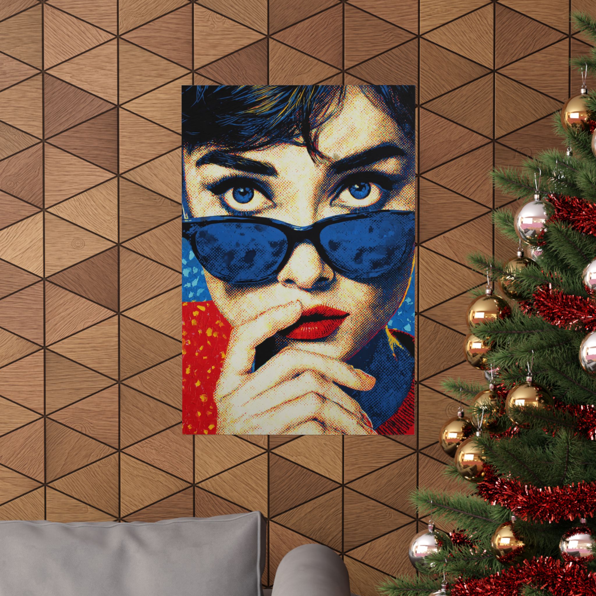 Pop Art Woman Portrait Print | Vintage Retro Blue Red Yellow | Matte Poster Print - Image 4