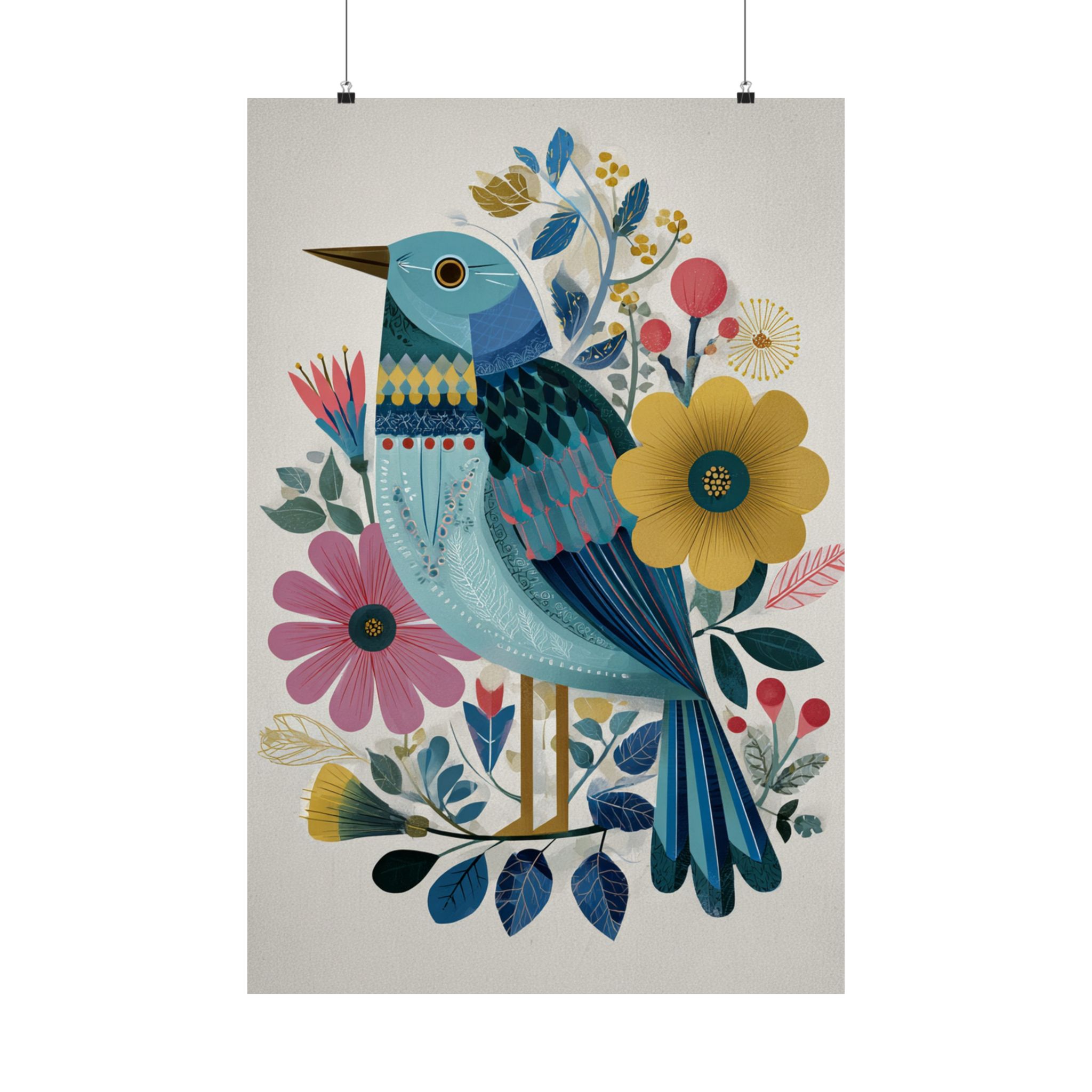 Folk Art Bird Print | Colorful Floral Nature Poster | Matte Poster Print - Image 21